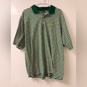 Masters Collection MENS SZ L Augusta National Masters Polo Green White Striped